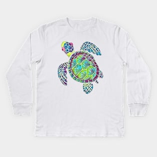 Colorful watercolor turtle design Kids Long Sleeve T-Shirt